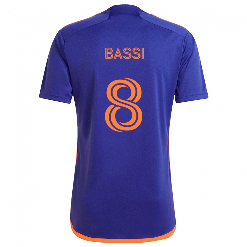 Kandiny Enfant Maillot Amine Bassi #8 Violet Orange Tenues Extérieur 2024/25 T-Shirt