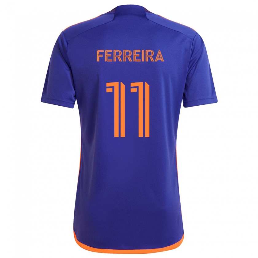 Kandiny Enfant Maillot Sebastián Ferreira #11 Violet Orange Tenues Extérieur 2024/25 T-Shirt