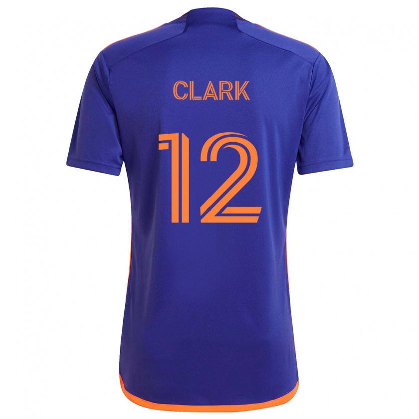 Kandiny Enfant Maillot Steve Clark #12 Violet Orange Tenues Extérieur 2024/25 T-Shirt