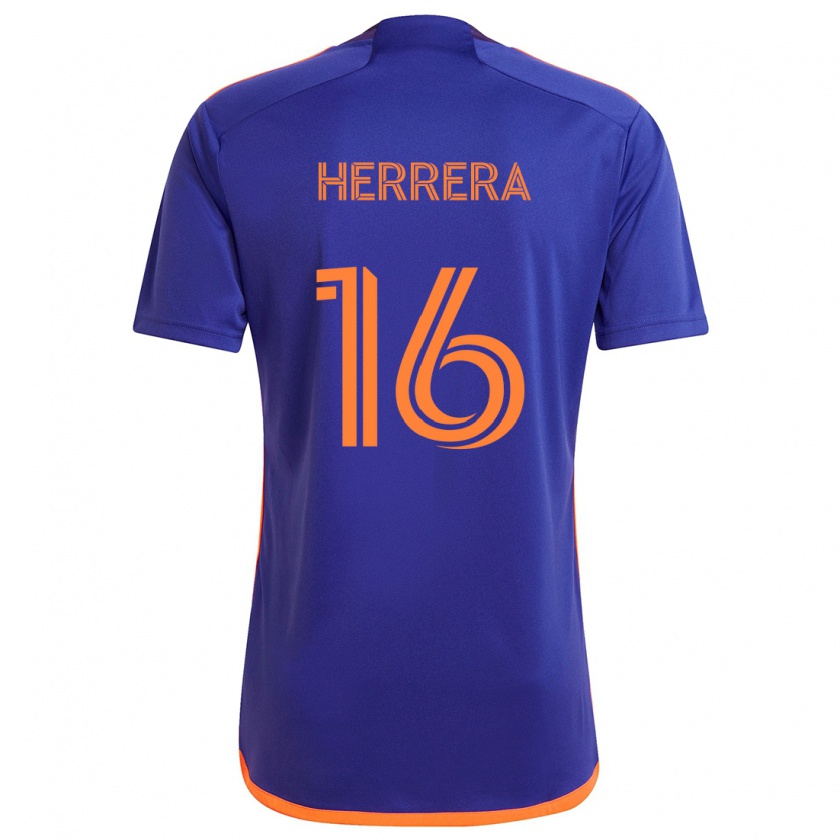 Kandiny Enfant Maillot Héctor Herrera #16 Violet Orange Tenues Extérieur 2024/25 T-Shirt