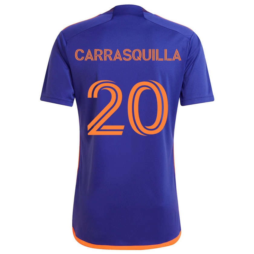 Kandiny Enfant Maillot Adalberto Carrasquilla #20 Violet Orange Tenues Extérieur 2024/25 T-Shirt