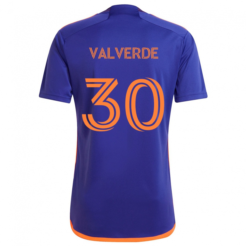 Kandiny Enfant Maillot Jefferson Valverde #30 Violet Orange Tenues Extérieur 2024/25 T-Shirt