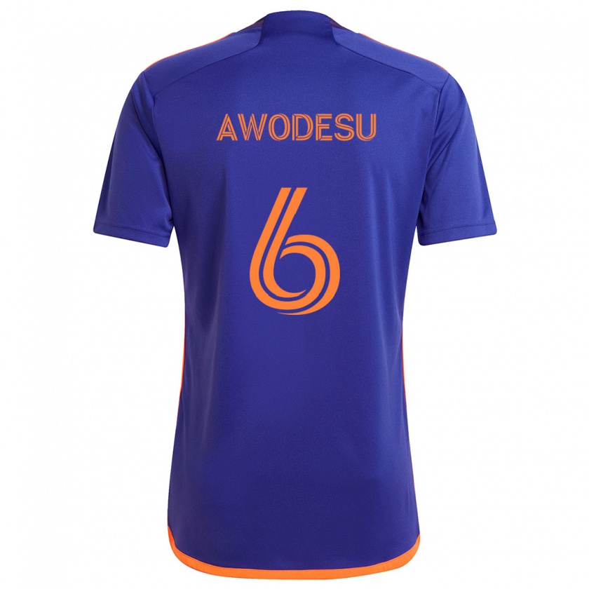 Kandiny Enfant Maillot Femi Awodesu #6 Violet Orange Tenues Extérieur 2024/25 T-Shirt