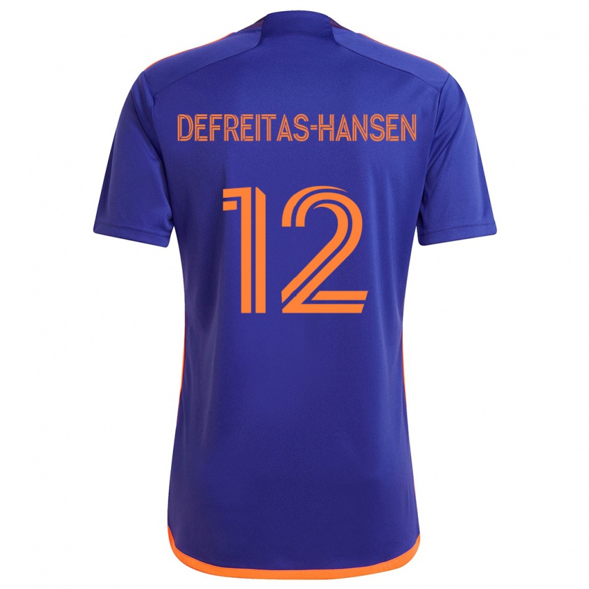 Kandiny Enfant Maillot Nicholas Defreitas-Hansen #12 Violet Orange Tenues Extérieur 2024/25 T-Shirt