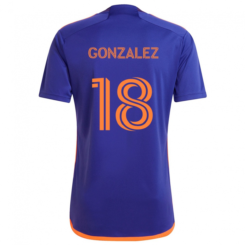 Kandiny Enfant Maillot Diego Gonzalez #18 Violet Orange Tenues Extérieur 2024/25 T-Shirt