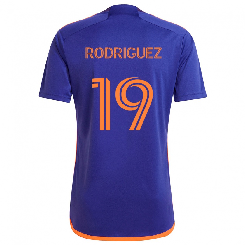 Kandiny Enfant Maillot Sebastian Rodriguez #19 Violet Orange Tenues Extérieur 2024/25 T-Shirt