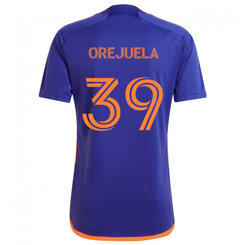 Kandiny Enfant Maillot Jesus Orejuela #39 Violet Orange Tenues Extérieur 2024/25 T-Shirt