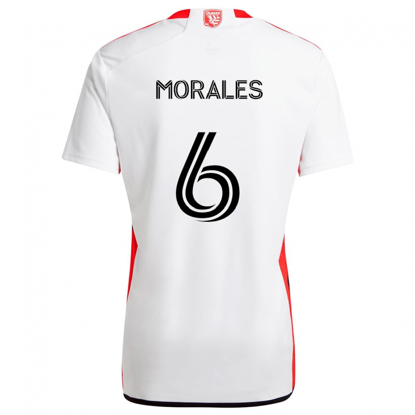 Kandiny Enfant Maillot Alfredo Morales #6 Blanc Rouge Tenues Extérieur 2024/25 T-Shirt