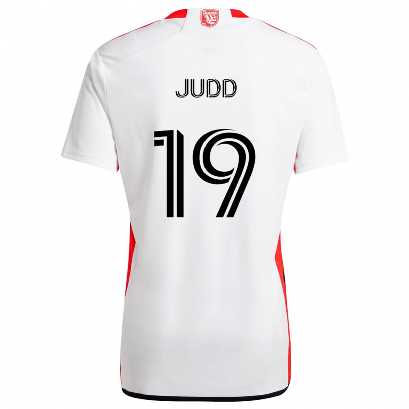 Kandiny Enfant Maillot Preston Judd #19 Blanc Rouge Tenues Extérieur 2024/25 T-Shirt