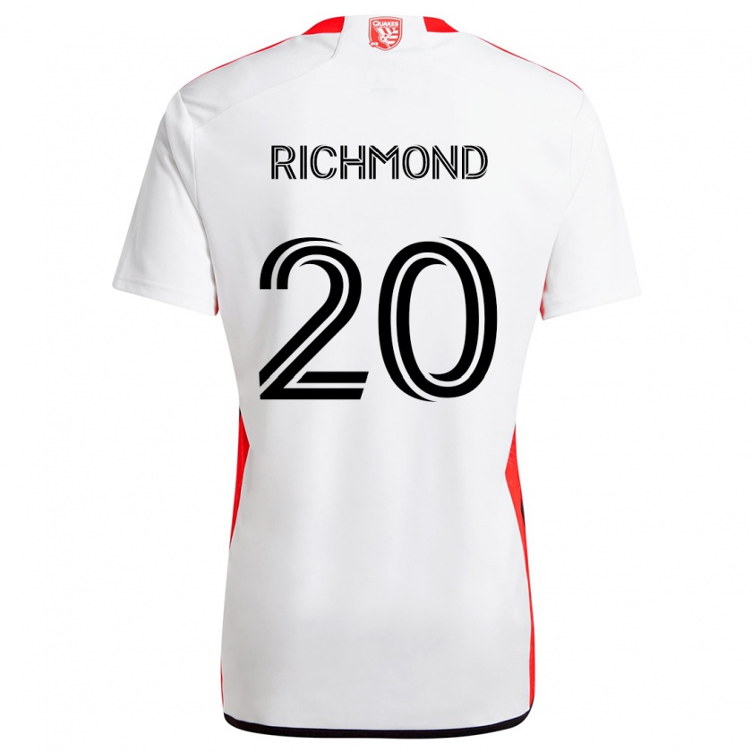 Kandiny Enfant Maillot Will Richmond #20 Blanc Rouge Tenues Extérieur 2024/25 T-Shirt