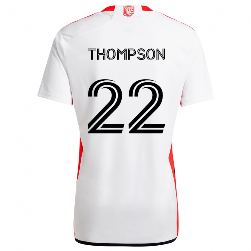 Kandiny Enfant Maillot Tommy Thompson #22 Blanc Rouge Tenues Extérieur 2024/25 T-Shirt