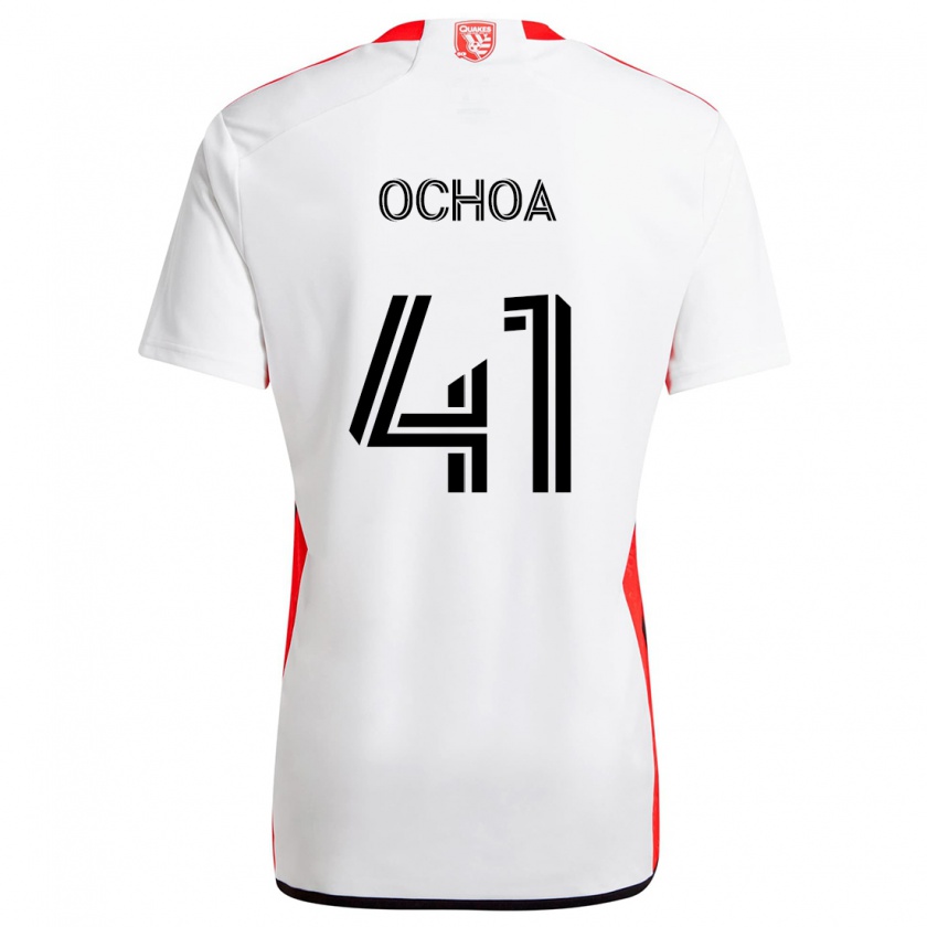 Kandiny Enfant Maillot Emmanuel Ochoa #41 Blanc Rouge Tenues Extérieur 2024/25 T-Shirt