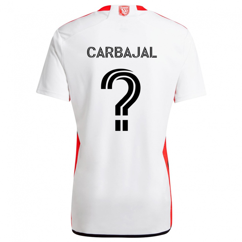 Kandiny Enfant Maillot Sebastian Carbajal #0 Blanc Rouge Tenues Extérieur 2024/25 T-Shirt