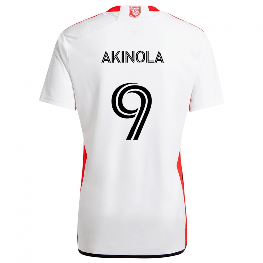 Kandiny Enfant Maillot Ayo Akinola #9 Blanc Rouge Tenues Extérieur 2024/25 T-Shirt