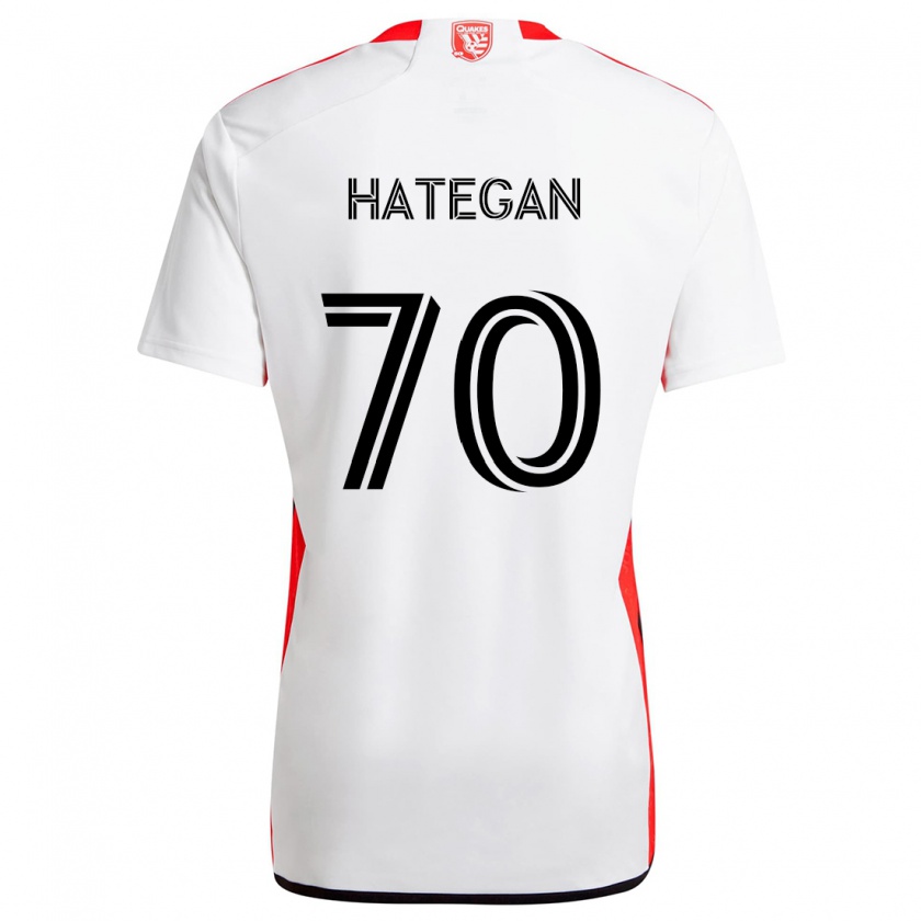 Kandiny Enfant Maillot Roberto Hategan #70 Blanc Rouge Tenues Extérieur 2024/25 T-Shirt