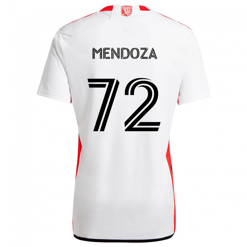 Kandiny Enfant Maillot Edwyn Mendoza #72 Blanc Rouge Tenues Extérieur 2024/25 T-Shirt