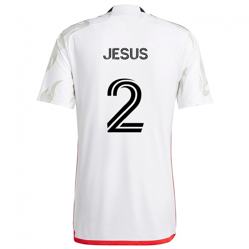 Kandiny Enfant Maillot Geovane Jesus #2 Blanc Rouge Noir Tenues Extérieur 2024/25 T-Shirt