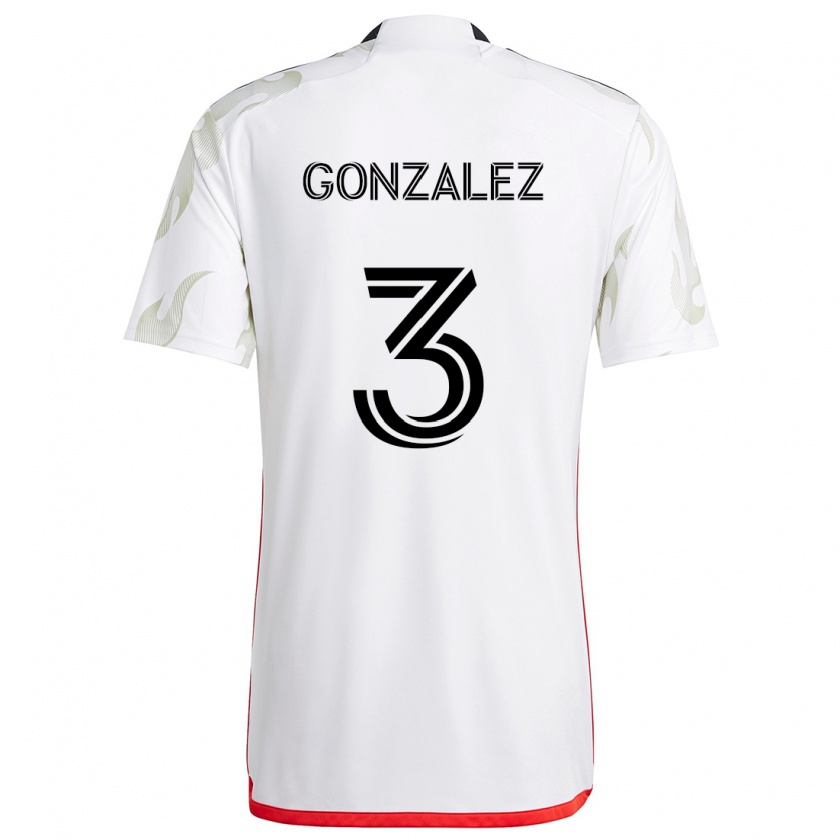 Kandiny Enfant Maillot Omar González #3 Blanc Rouge Noir Tenues Extérieur 2024/25 T-Shirt