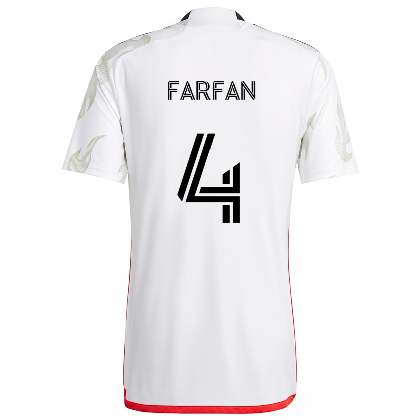 Kandiny Enfant Maillot Marco Farfán #4 Blanc Rouge Noir Tenues Extérieur 2024/25 T-Shirt