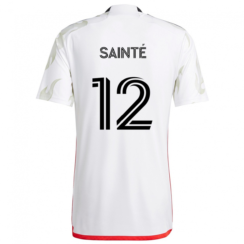 Kandiny Enfant Maillot Carl Sainté #12 Blanc Rouge Noir Tenues Extérieur 2024/25 T-Shirt