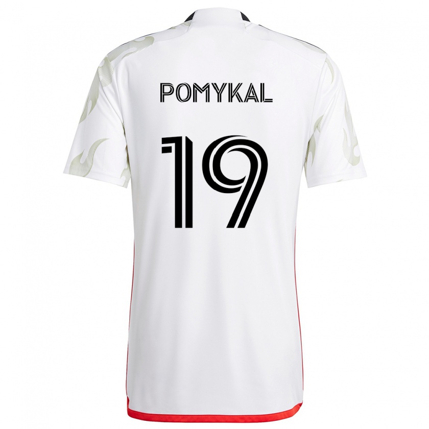 Kandiny Enfant Maillot Paxton Pomykal #19 Blanc Rouge Noir Tenues Extérieur 2024/25 T-Shirt