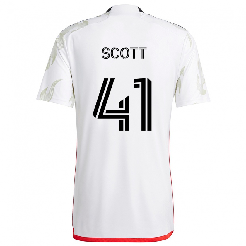 Kandiny Enfant Maillot Tarik Scott #41 Blanc Rouge Noir Tenues Extérieur 2024/25 T-Shirt