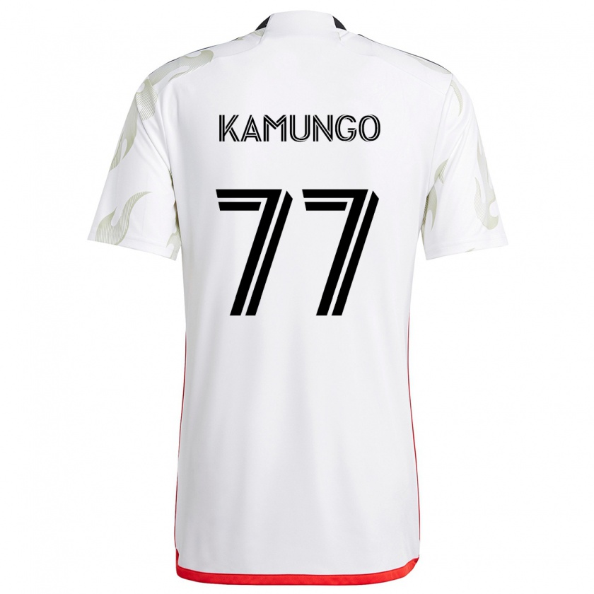 Kandiny Enfant Maillot Bernard Kamungo #77 Blanc Rouge Noir Tenues Extérieur 2024/25 T-Shirt