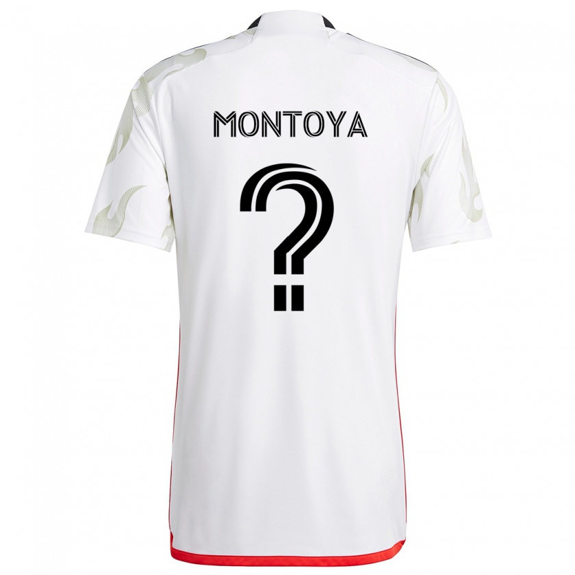 Kandiny Enfant Maillot Nicolás Montoya #0 Blanc Rouge Noir Tenues Extérieur 2024/25 T-Shirt