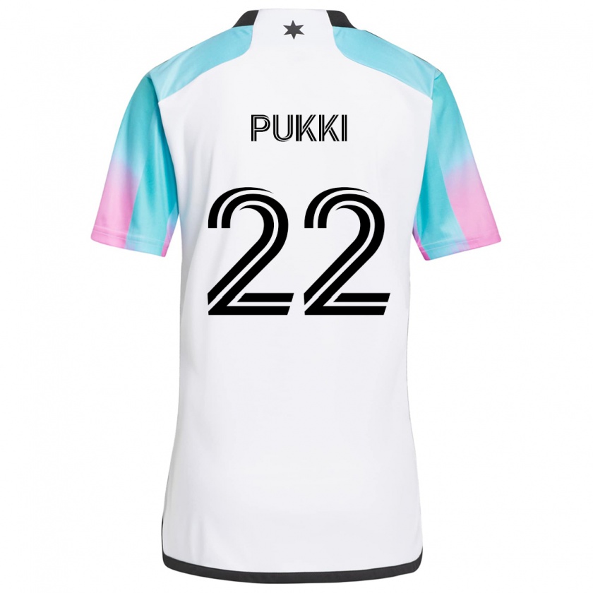 Kandiny Enfant Maillot Teemu Pukki #22 Blanc Bleu Noir Tenues Extérieur 2024/25 T-Shirt