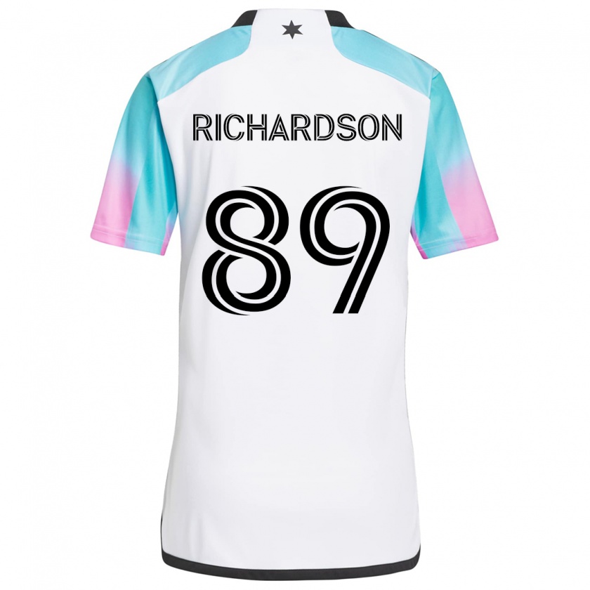 Kandiny Enfant Maillot Nick Richardson #89 Blanc Bleu Noir Tenues Extérieur 2024/25 T-Shirt