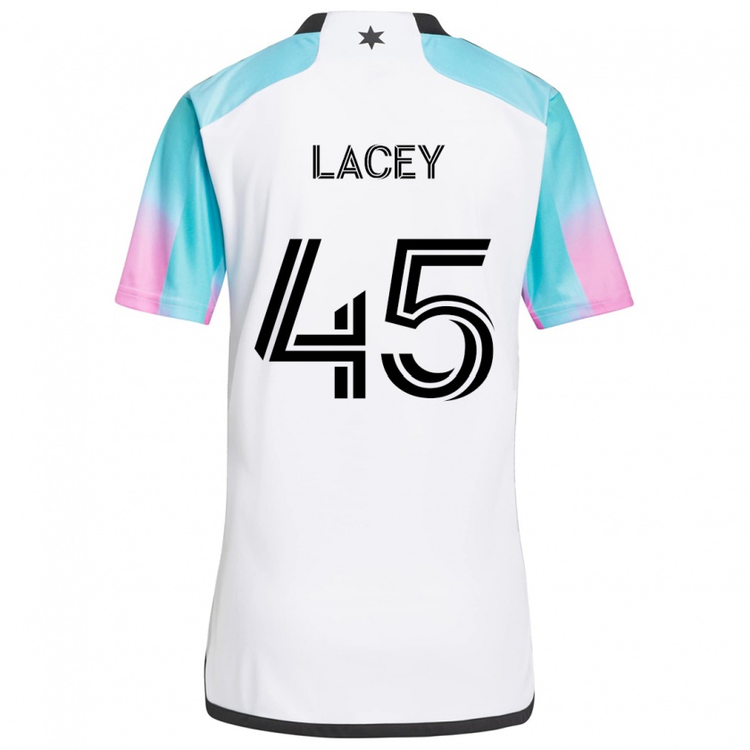 Kandiny Enfant Maillot Kameron Lacey #45 Blanc Bleu Noir Tenues Extérieur 2024/25 T-Shirt