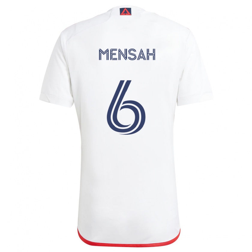 Kandiny Enfant Maillot Jonathan Mensah #6 Blanc Rouge Tenues Extérieur 2024/25 T-Shirt