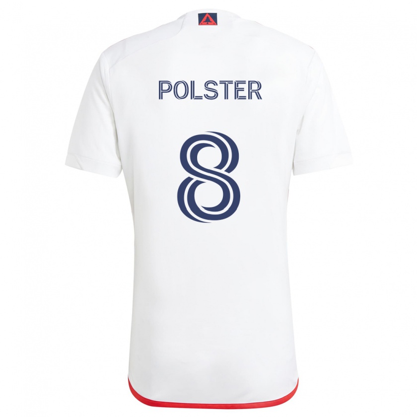 Kandiny Enfant Maillot Matt Polster #8 Blanc Rouge Tenues Extérieur 2024/25 T-Shirt