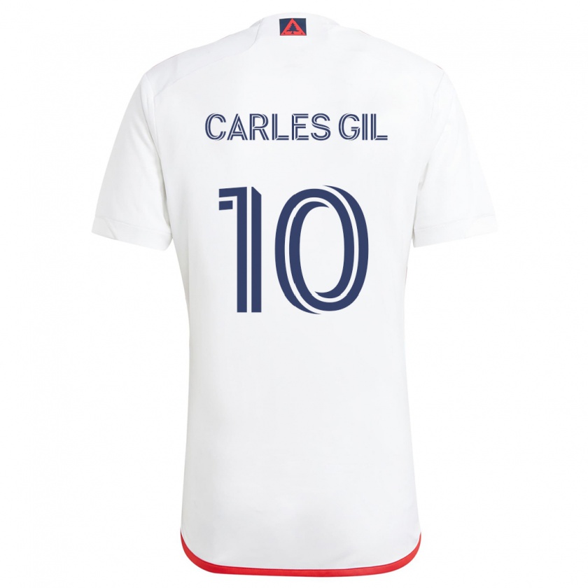 Kandiny Enfant Maillot Carles Gil #10 Blanc Rouge Tenues Extérieur 2024/25 T-Shirt