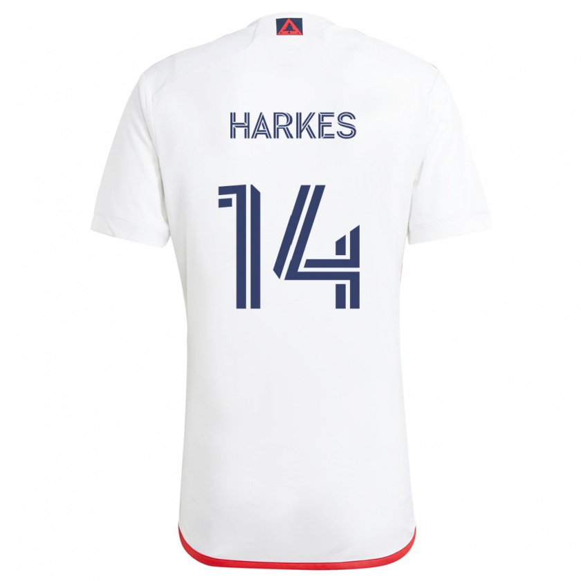 Kandiny Enfant Maillot Ian Harkes #14 Blanc Rouge Tenues Extérieur 2024/25 T-Shirt