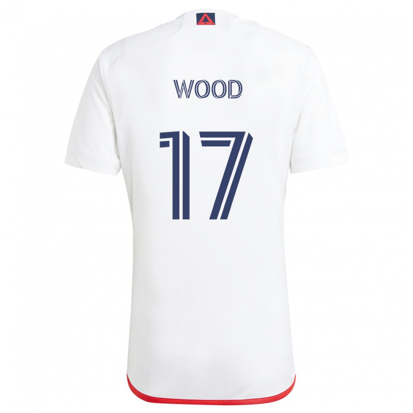 Kandiny Enfant Maillot Bobby Wood #17 Blanc Rouge Tenues Extérieur 2024/25 T-Shirt