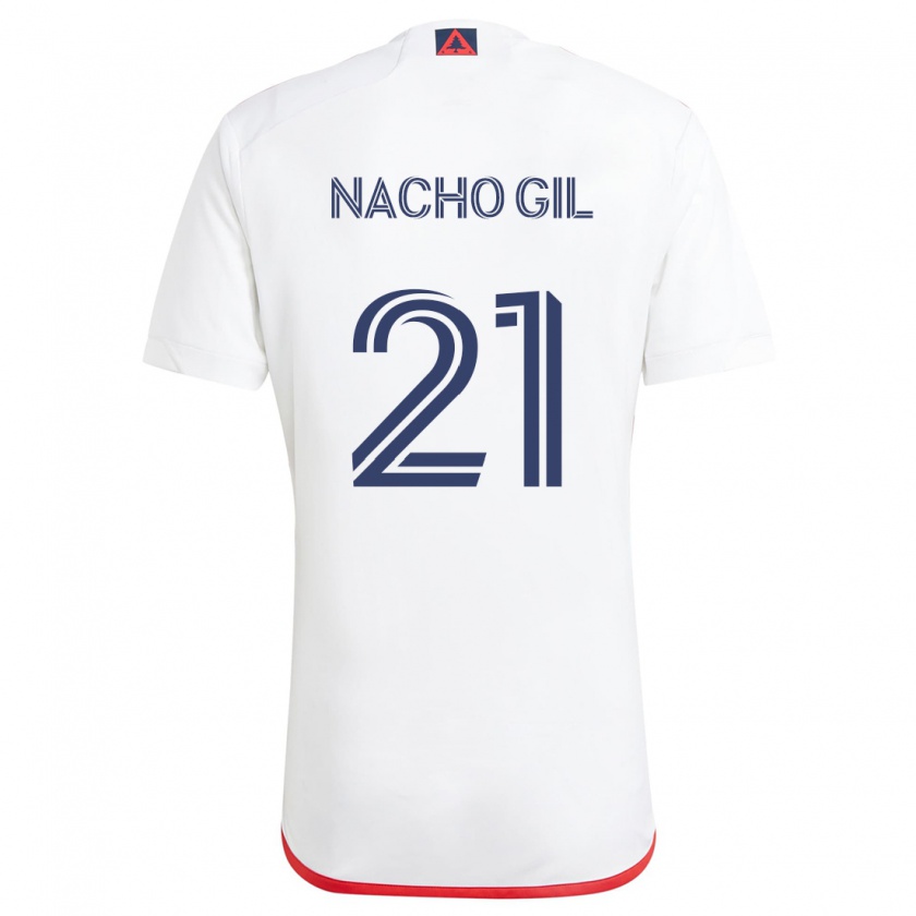 Kandiny Enfant Maillot Nacho Gil #21 Blanc Rouge Tenues Extérieur 2024/25 T-Shirt