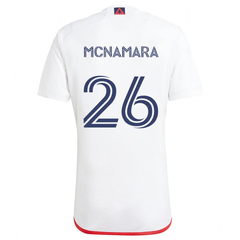 Kandiny Enfant Maillot Tommy Mcnamara #26 Blanc Rouge Tenues Extérieur 2024/25 T-Shirt