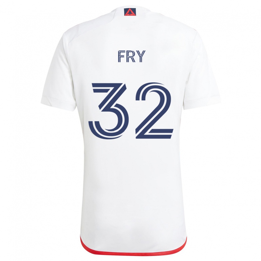 Kandiny Enfant Maillot Malcolm Fry #32 Blanc Rouge Tenues Extérieur 2024/25 T-Shirt