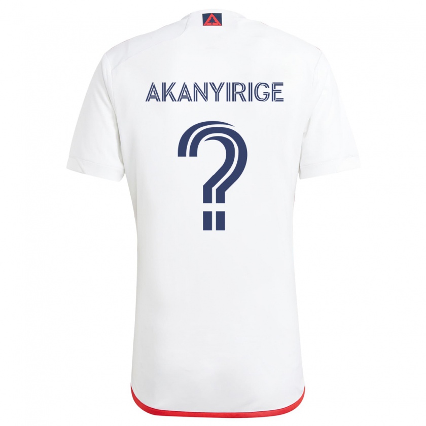 Kandiny Enfant Maillot Jacob Akanyirige #0 Blanc Rouge Tenues Extérieur 2024/25 T-Shirt