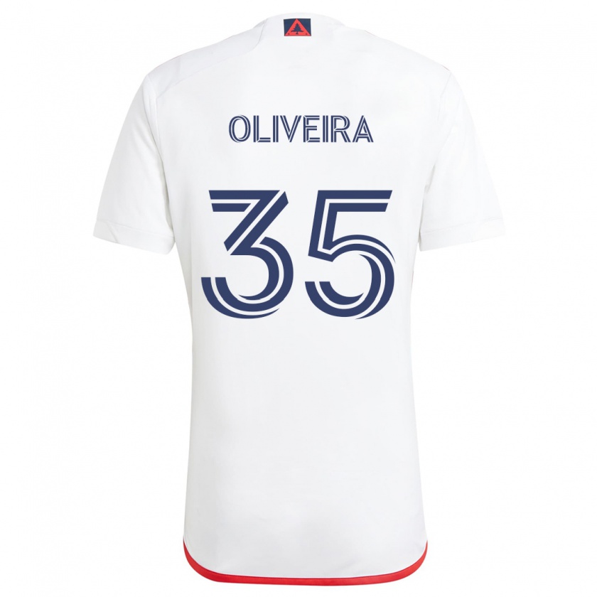 Kandiny Enfant Maillot Cristiano Oliveira #35 Blanc Rouge Tenues Extérieur 2024/25 T-Shirt