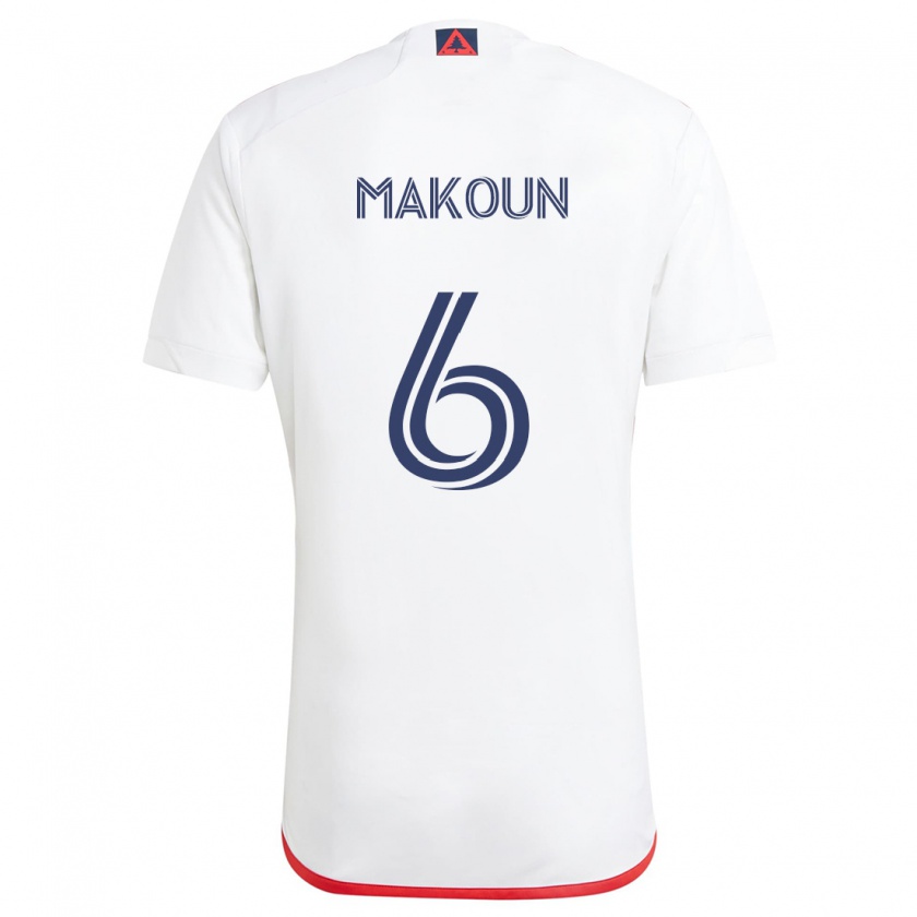 Kandiny Enfant Maillot Christian Makoun #6 Blanc Rouge Tenues Extérieur 2024/25 T-Shirt