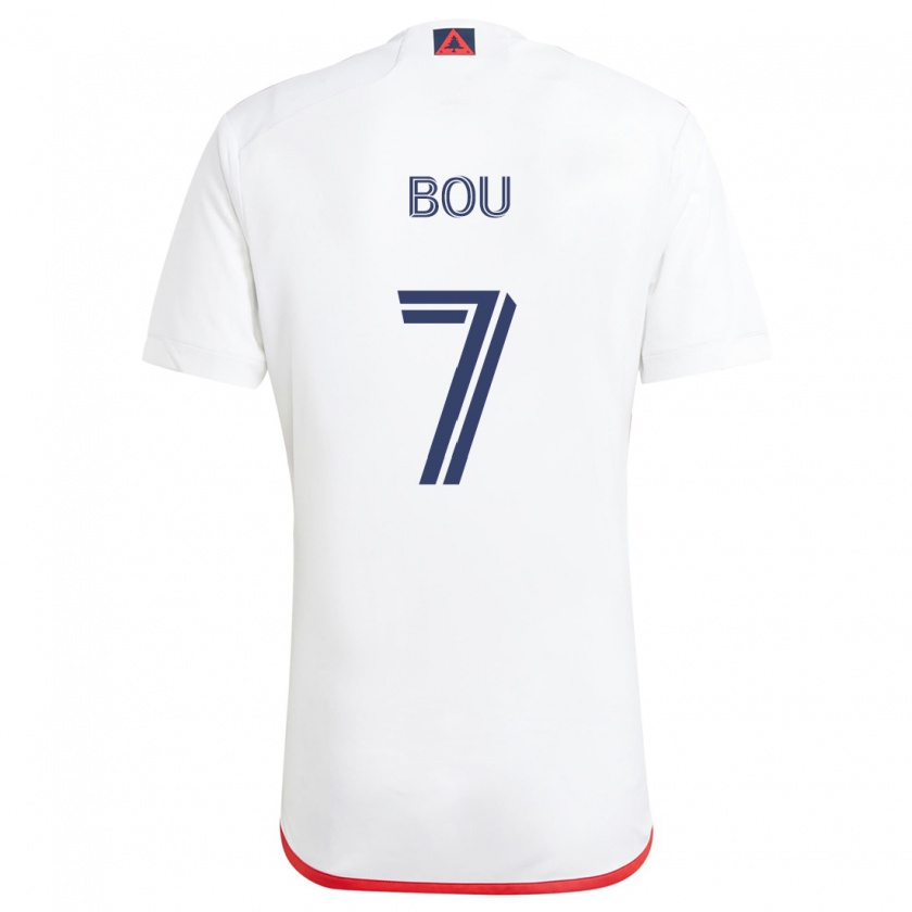 Kandiny Enfant Maillot Gustavo Bou #7 Blanc Rouge Tenues Extérieur 2024/25 T-Shirt