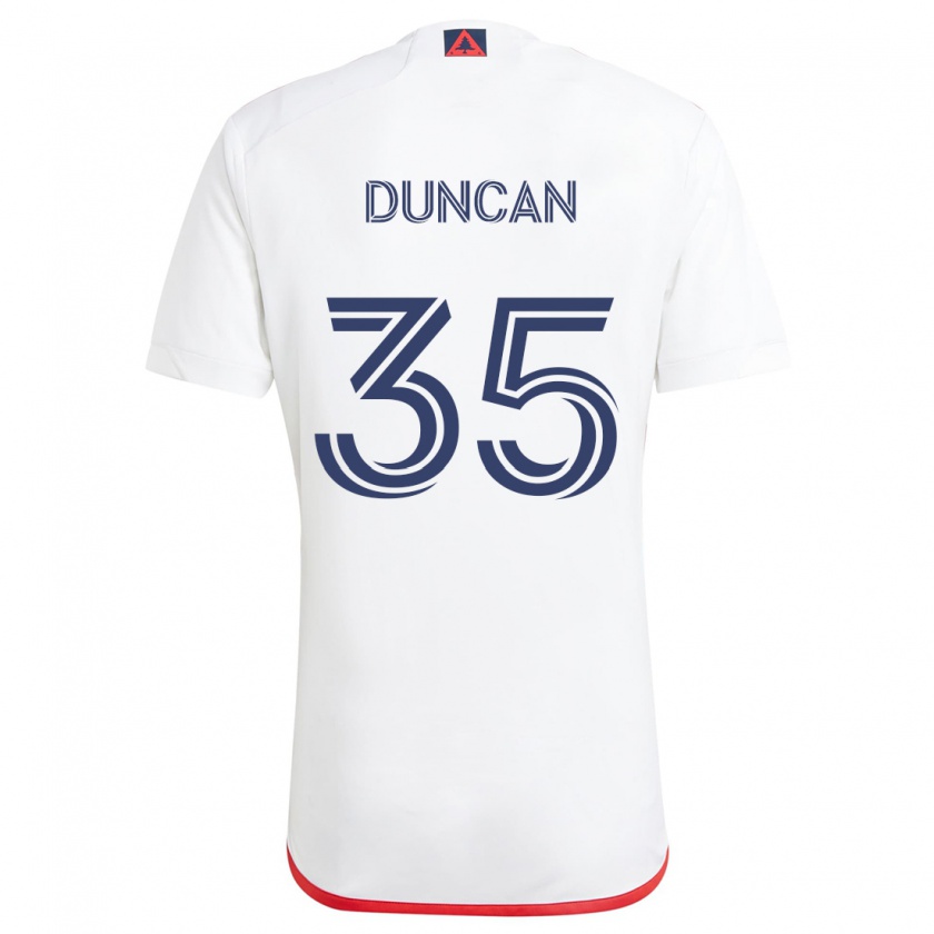 Kandiny Enfant Maillot Nakye Greenidge-Duncan #35 Blanc Rouge Tenues Extérieur 2024/25 T-Shirt