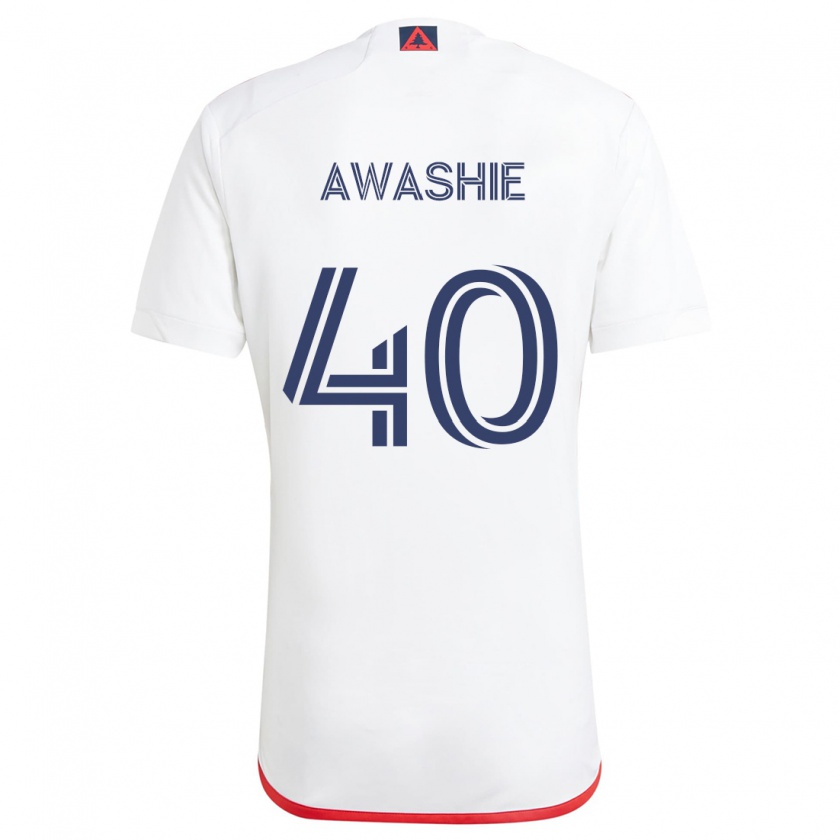 Kandiny Enfant Maillot Ben Awashie #40 Blanc Rouge Tenues Extérieur 2024/25 T-Shirt