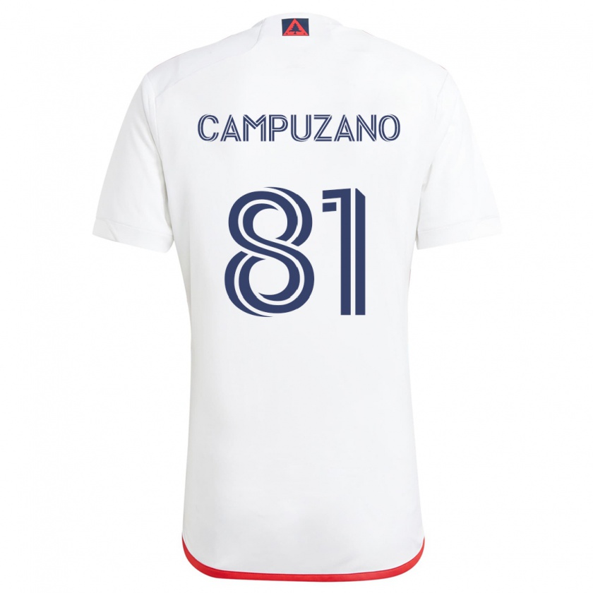 Kandiny Enfant Maillot Nico Campuzano #81 Blanc Rouge Tenues Extérieur 2024/25 T-Shirt