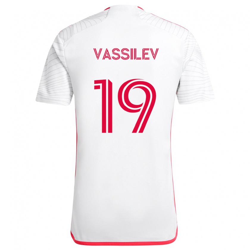 Kandiny Enfant Maillot Indiana Vassilev #19 Blanc Rouge Tenues Extérieur 2024/25 T-Shirt