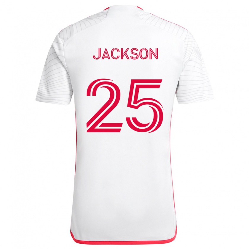 Kandiny Enfant Maillot Aziel Jackson #25 Blanc Rouge Tenues Extérieur 2024/25 T-Shirt