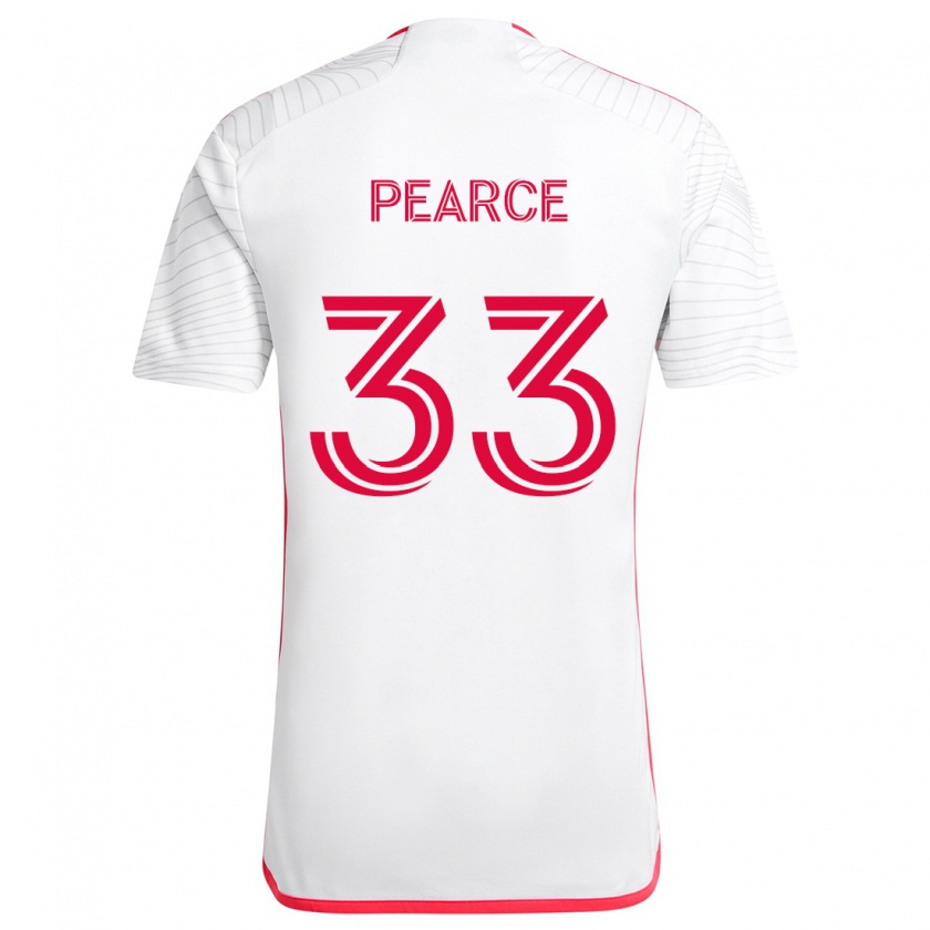 Kandiny Enfant Maillot Tyson Pearce #33 Blanc Rouge Tenues Extérieur 2024/25 T-Shirt