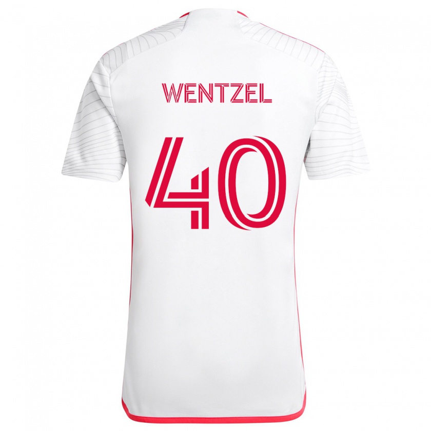 Kandiny Enfant Maillot Michael Wentzel #40 Blanc Rouge Tenues Extérieur 2024/25 T-Shirt